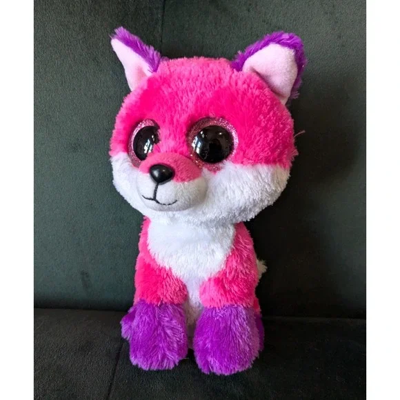 Ty Beanie Boos JOEY Pink Purple Fox Plush Glitter Eyes Claires Exclusive 6'' - Picture 2 of 7